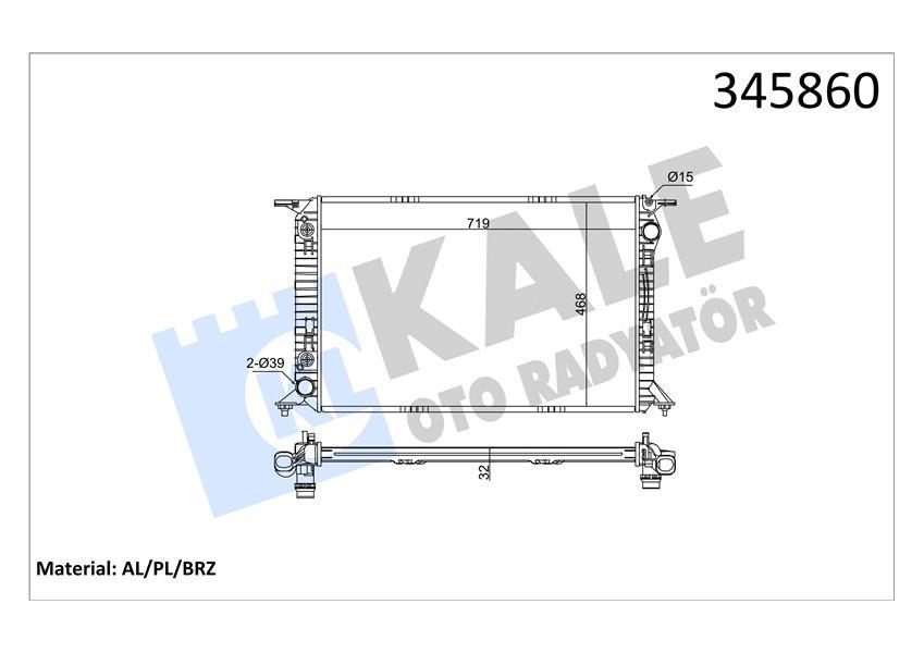 RADYATÖR A4 RS4 guattro (12-15)-A5 S5-RS5 guattro 07=> (720x470x32) (AC+/-) (OTOM) (AL/PL/BRZ) - KALE - OEM 8K0121251S
