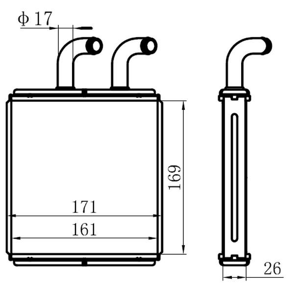 KALORİFER RDAYATÖRÜ BRAZİNG KIA BONGO (170x165x26) - ORIS - OEM OK60A61010