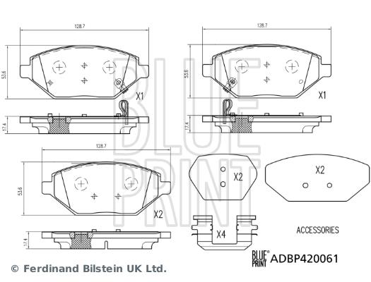 FREN BALATASI TAKIMI MONTAJ MALZEMESİ OLAN OPEL KARL - BLUEPRINT - OEM 1605325