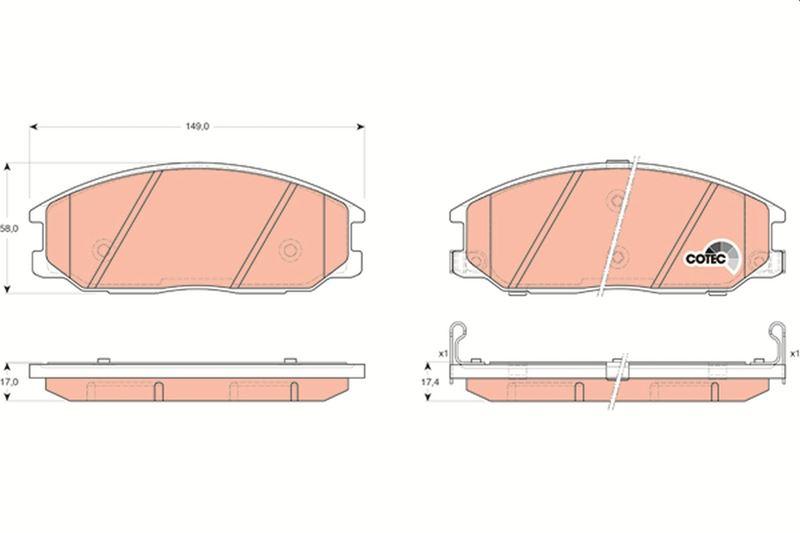 FREN BALATASI ON 149 mm HYUNDAI STAREX 97- SANTA FE 01-07 - TRW - OEM 4813008260
