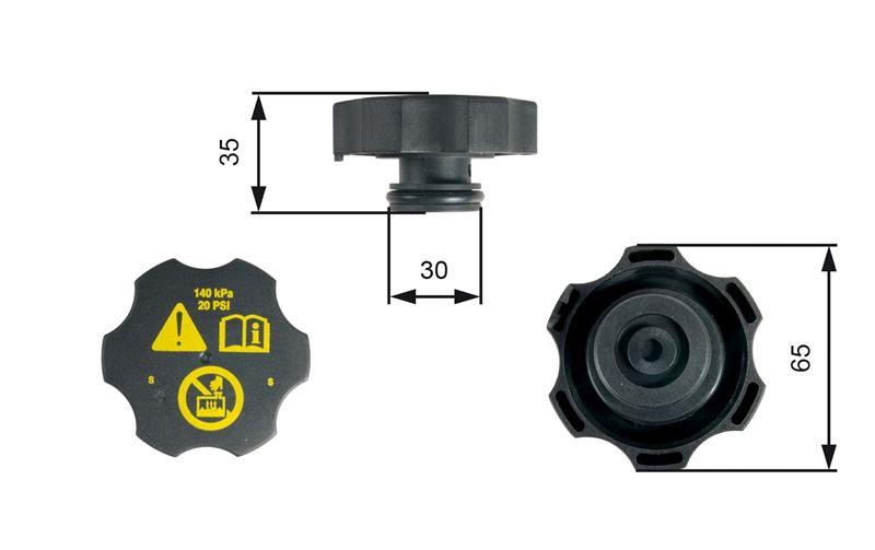 (13544913) GENLEŞME KAVANOZU KAPAĞI (RADYATOR EK SU DEPO) ASTRA J-INSIGNIA-CORSA D-CORSA E-CRUZE- ADAM-MOKKA - GATES - OEM 13598760