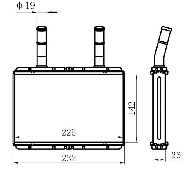 KALORİFER RADYATÖRÜ BRAZİNG HYUNDAI H100 KAMYONET (YENİ. MOD) KİA BONGO 04> (142X226X26) (OTO.-MEK.) - ORIS - OEM 2501041030