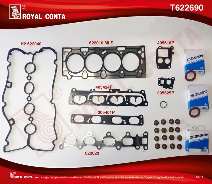 UST TAKIM CONTA (REINZ KECELI SUPAP LASTIKLI) OPEL ASTRA G-H VECTRA C 16 16V 02- Z16XEP - ROYALCONTA - OEM 1606221