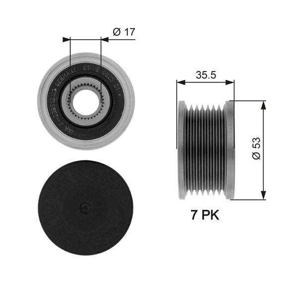 ALTERNATÖR KASNAĞI (RULMANI) LGN II (01-)-MGN II-I - GATES - OEM 7701062985