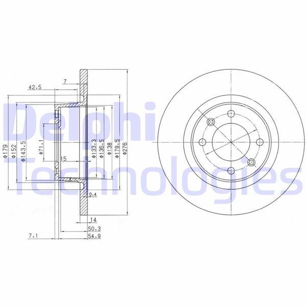 ARKA FREN AYNASI C5 2.2 HDI-2.0 HDI-1.8 16V-3.0 V6-2.0 16V HPI-2.0 16V 01>(276x14x4DLxHAVALI) - DELPHI - OEM 4246.W4