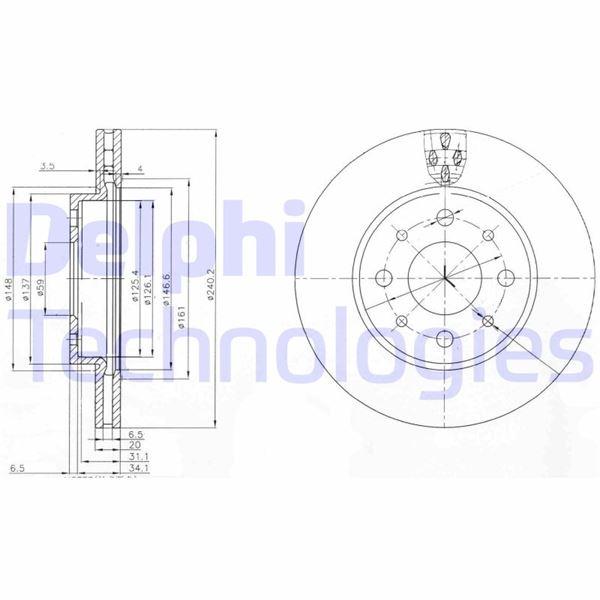 ON FREN DISKI FIAT 500 08> 500C 09> PANDA 12> FORD KA 1.3 TDCİ 09> 0.9-1.2-1.4-1.3DMTJ (240.5) - DELPHI - OEM 46788929