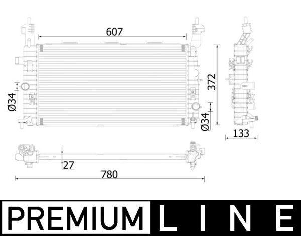 Kühlmittelkühler OPEL MERIVA — MAHLE CR1499000P - MAHLE