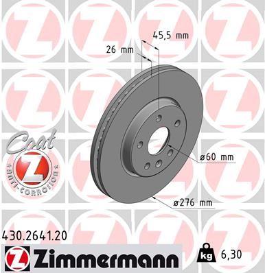 ÖN FREN AYNASI ASTRA K 15=> (15 İNÇ / 5 DELİK) (276x26x5DL HAVALI) - ZIMMERMANN - OEM 13515906