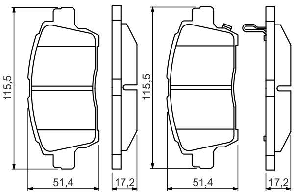 ÖN FREN BALATA TOYOTA YARIS 1.3L 2NZ-FE NCP10 japon üretim 99-02 / 1,0L 1SZFE SCP10 (Arkalar disk tipi ise) 03-05 (abs`li araçlar için) - BOSCH - OEM 0446517101