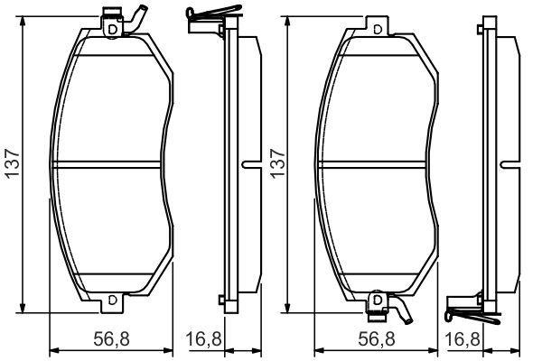 DİSK BALATA-ÖN-[WVA 23867]-[137.0X56.8X16.8 MM] - BOSCH - OEM SU00304324