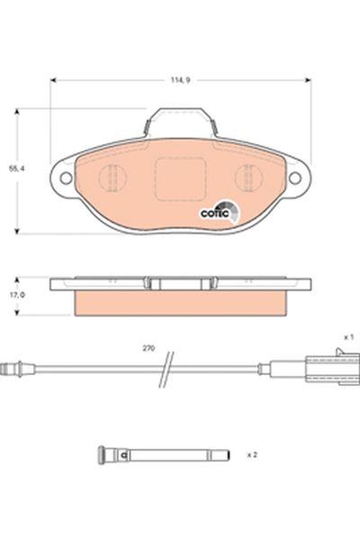 ÖN BALATA FİŞLİ FIAT PANDA 1.2 09=> PANDA 1.4 10=> 500 1.2 11/08=> FORD KA 1.2 2.09=> - TRW - OEM 77365337