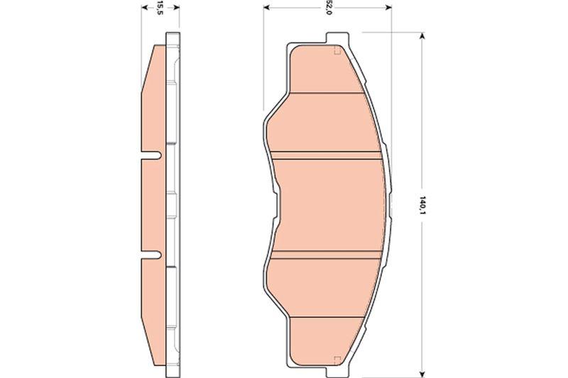 FREN BALATASI ON 140 mm TOYOTA HILUX III 2.5 D-4D 06- - TRW - OEM 044650K160