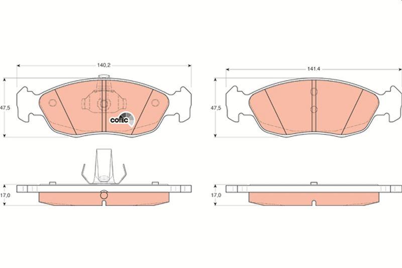 ÖN FREN BALATASI (FİŞSİZ) PEUGEOT P106 93>04 P205 87>90 P306 (93-01) CITROEN XSARA (97>05) SAXO 96>03 (247mm) - TRW - OEM 4253.16