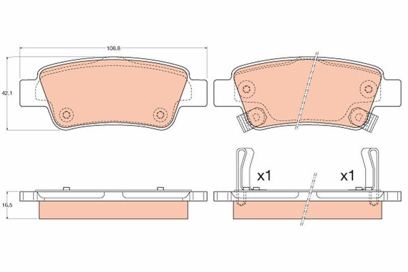FREN BALATASI ARKA 108 mm HONDA CR-V IV 12- - TRW - OEM 43022SWWG01