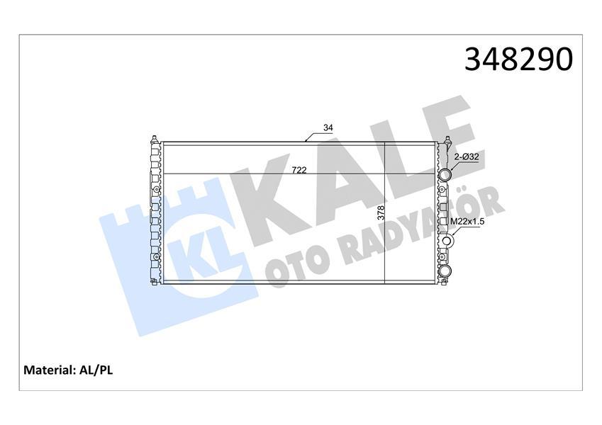RADYATOR PASSAT IV 1.6I CL GL 1.8I 2.0 2.8 VR6 (MT) AL MKNK - KALE - OEM 3A0121253C