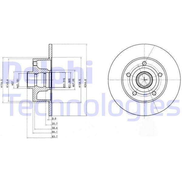 FREN DİSKİ (ÇİFTLİ PAKET). DELİKSİZ ARKA AUDI A4 (8D2. B5) 1994 > 02/2005 - DELPHI - OEM 815615301B