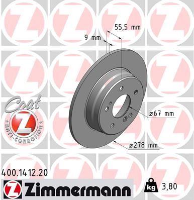 FREN DISKI ARKA MERCEDES W202 W203 CL203 W210 C208 W124 - ZIMMERMANN - OEM A2034230112