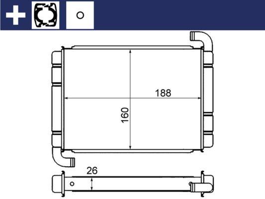 KALORİFER RADYATÖRÜ CORSA D 06> CORSA E 14> ADAM 14> MITO-DOBLO III-LINEA-FIORINO-PRATICO- GRANDE PUNTO 1.2-1.3-1.4 (BORULU TİP) - MAHLE - OEM 1611726780