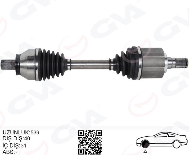 KOMPLE AKS ÖN SOL FREELANDER 2 L359 2.2 TD4 06>14 (539MM) (DİŞ 40)(DİFERANSİYEL DİŞ 31) - GVA - OEM LR002621