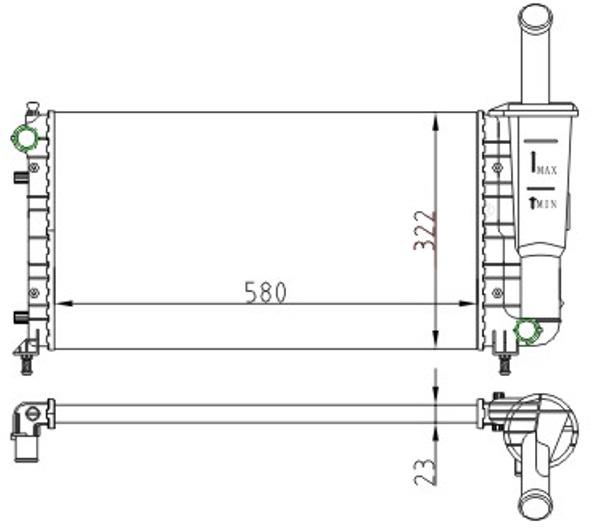 RADYATOR PUNTO II 1.2I 99> 61888 MT (580×322×23) - ORIS - OEM 51724183
