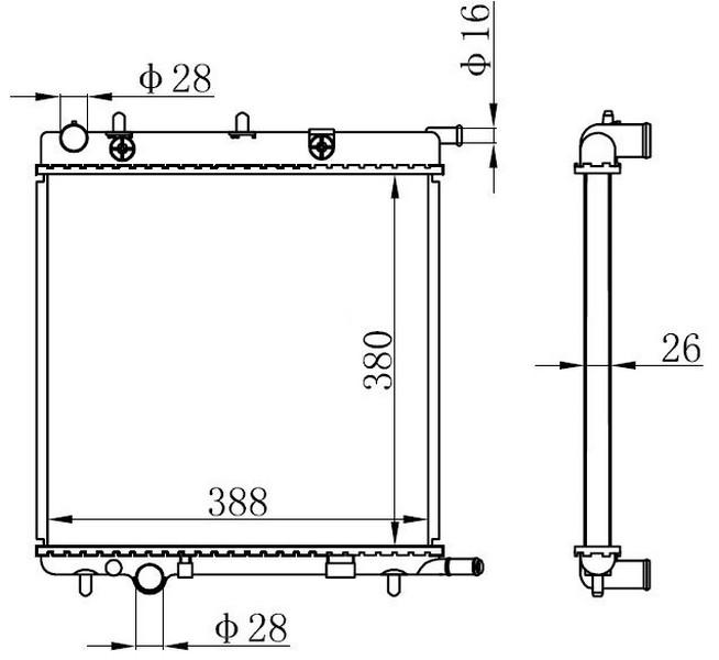 RADYATÖR BRAZİNG C3 04/02>207 02/06>1007 04/05>(KLİMASIZ+MEK) (380x388x26) - ORIS - OEM 1330.C0