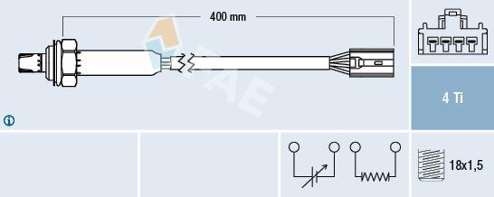 OKSIJEN SENSOR (OTA4N E5F1) VOLVO S40 1.6 1.8 2.0 99 04 V40 1.6 1.8 2.0 99 04 (343MM) - FAE - OEM 30630130