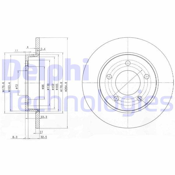 FREN DISKI ARKA (5D 265MM) FOCUS C MAX 03- - DELPHI - OEM C24Y26251D