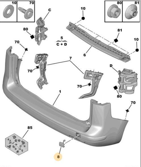 ARKA ÇEKİ DEMİR KAPAĞI PEUGEOT 5008 - PSA - OEM 7422.E9