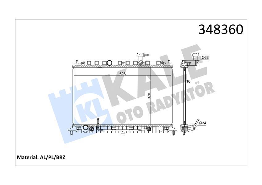 RADYATOR RIO II (AT) AL PL BRZ - KALE - OEM 253101G061