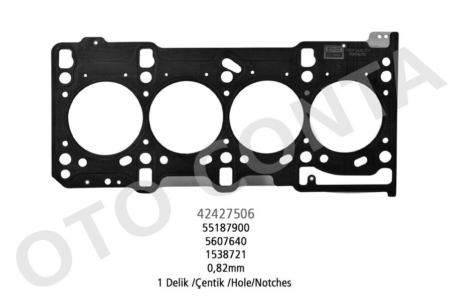SİLİNDİR KAPAK CONTASI (0.82mm) ASTRA H-ASTRA J-CORSA C-D-E MERIVA A-B AVEO-LINEA-PUNTO-FIORINO-EGEA DOBLO-NEMO-BIPPER 1.3 CDTI MTJ-DTH-DT-DTE-DTJ-DTN-DTR-JTD-HDI-FHZ (1 ÇENTİK) -55278855 - OTOCONTA - OEM 1625885880