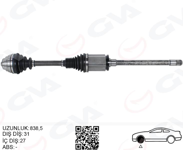 KOMPLE AKS ÖN SAĞ BMW F20 F22 F30 F32 F33 F34 F36 xDrıve (840MM) - GVA - OEM 31607597694