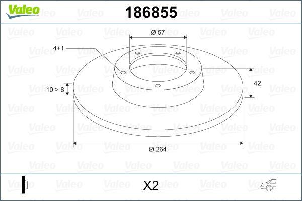 ARKA FREN AYNASI ASTRA H L67 (04>14) COMBO C (01>11) MERIVA A (03>10) (264x10x4DL DOLU) - VALEO - OEM 93176548
