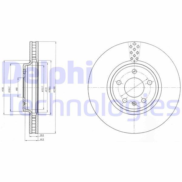 FREN DİSKİ (ÇİFTLİ PAKET) - BOYALI. DELİKLİ ÖN AUDI A4. Q5 03/2008 > - DELPHI - OEM 8K0615301A
