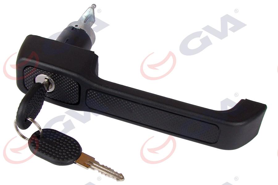 DIŞ KAPI KOLU (ANAHTAR SETLİ) ÖN SAĞ (ANAHTAR DELİKLİ)SİYAH DESENLİ UNO (89-95) - GVA - OEM 7645873