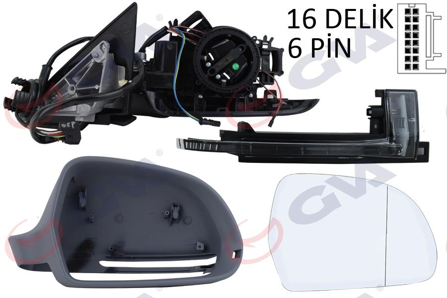 DIŞ DİKİZ AYNASI SAĞ A3 08> ELEKTRİKLİ+ISITMALI+3 KAPILI+ASTARLI +KONVEKS 8 FİŞ VM-019EHPR - GVA - OEM 8P1858532DB