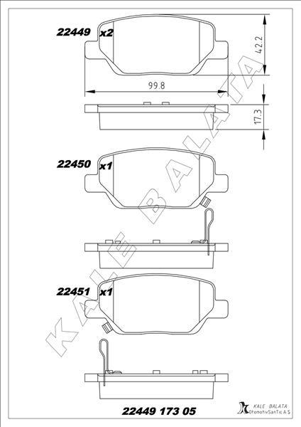 FREN BALATASI ARKA EGEA 1.3 MULTIJET 1.4 1.6 1.6 MULTIJET 15 => - VALEO - OEM 77367717
