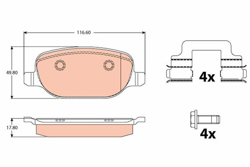 DİSK FREN BALATASI ARKA DELTA III 2009-2014-159 2005-2011-BRERA 2006-2010-SPIDER 2006-2010 - TRW - OEM 77363818