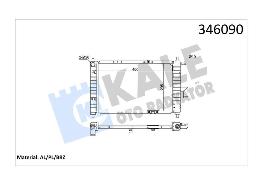 SU RADYATORU 460×295X16 BRAZING DAEWOO MATIZ 0.8 98- 1.0 03- MT - KALE - OEM 96322941