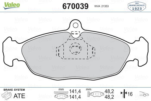 FREN BALATASI ON (140 MM) OPEL CORSA A-B VECTRA A ASTRA F COMBO TIGRA JAGUAR XJ DAEWOO NEXIA LANOS CHEVROLET CHEVY 94- - VALEO - OEM 1605087