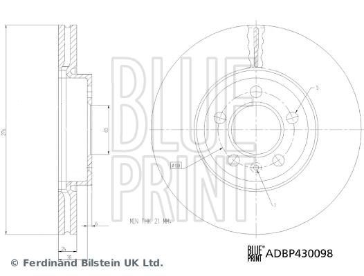 FREN DİSKİ ÖN VW-SKODA-SEAT-AUDİ-A1-ARONA-İBİZA-KAMİQ-SCALA-POLO-T CROSS-TAIGO 18> (276x24x5) - BLUEPRINT - OEM 2Q0615301H
