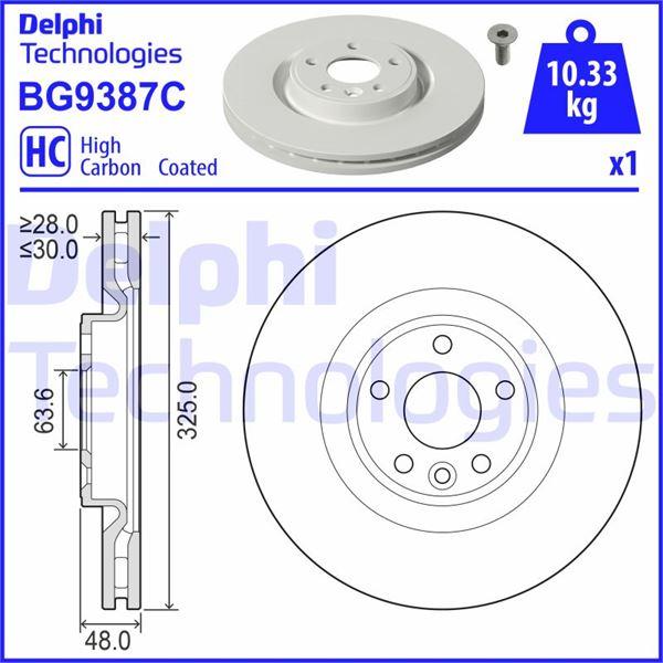 FREN DİSKİ (TEKLİ PAKET) - BOYALI. DELİKLİ LAND ROVER RANGE ROVER 03/2017> - DELPHI - OEM LR125902