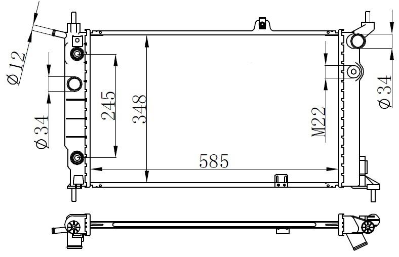RADYATÖR ASTRA F 1.4-1.6-1.8-2.0 (AC+OTOM)(595x359x34) - ORIS - OEM 1300109