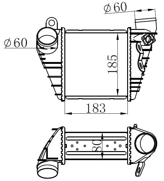 TURBO RADYATÖRÜ (INTERCOOLER) VW GOLF IV 97=> BORA 99=> (183X162X85) (MEK.-OTOM.) - ORIS - OEM 1J0145803B
