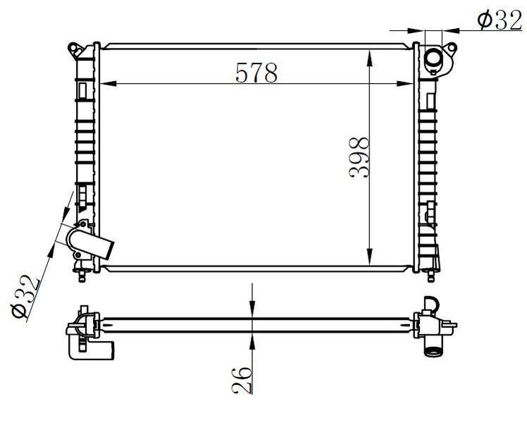 RADYATOR BRAZİNG MT(578X398X26)MİNİ COOPER 1.6 01+ / ONE 1.4/1.6 01+ - ORIS