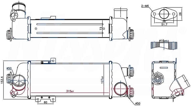 INTERCOOLER BRAZİNG INTERCOOLER A/M(313X124X74)ELANTRA 1.6CRDİ 06>İ30 1.6CRDİ 07>KOMPLE ALUMİNYUM 96409 - ORIS - OEM 28271