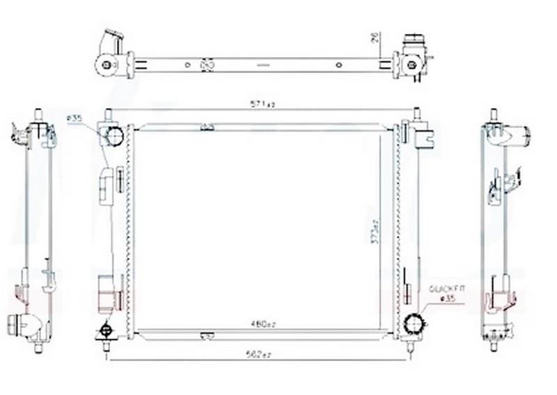 RADYATÖR BRAZİNG Rio IV 1.4 crdi 2016>(480x373x26) MT - ORIS - OEM 25310H8300