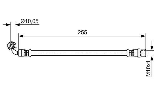 FREN HORTUMU SOL; ARKA. 255.00 MM - BOSCH