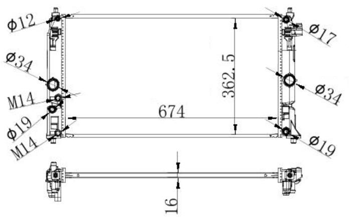RADYATOR BRAZİNG A/M(674X362X16)PRİUS 2015+ / COROLLA HYBRİD 2018+ DAR FİN 606543 - ORIS - OEM 16400