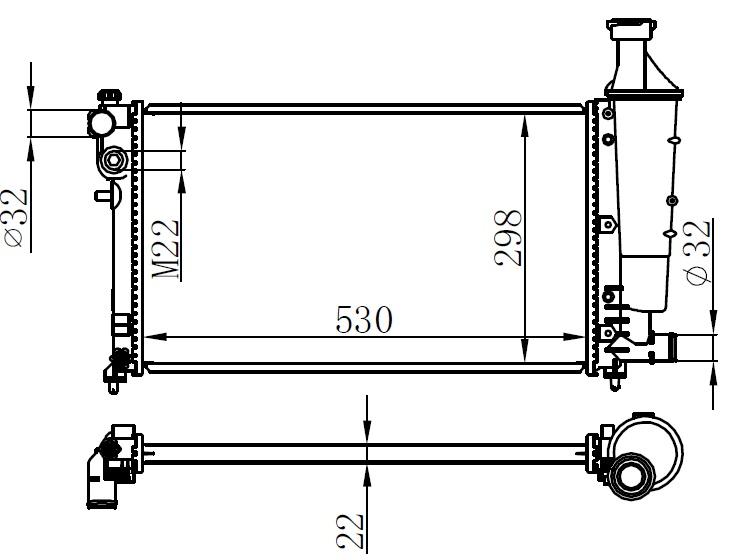 RADYATOR BRAZİNG MT(530X298X22)106.CİTROEN SAXO - 1.0/1.1İ/1.4İ/1.6İ 96- - ORIS - OEM 1330.01