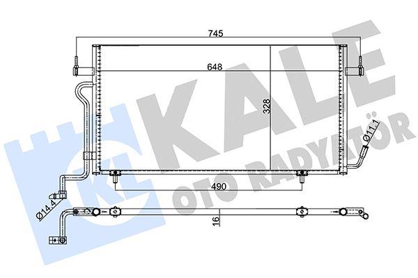KLİMA KONDENSERİ PARTNER 96>BERLINGO 96> XSARA (97-00) 1.8D-1.9D (AL/AL) (648x328x16) - KALE - OEM 6455.V8